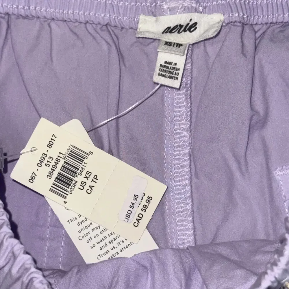 American Eagle Aerie Good Day Wide Leg Pant Women’s XS Lavender Drawstring Waist - Picture 5 of 8